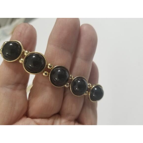 Two bracelets one bangle 2 1/2" pink stones one stretch black bead b18* - Picture 8 of 9